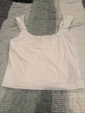 aerie White Scoop Neck Crop Tank